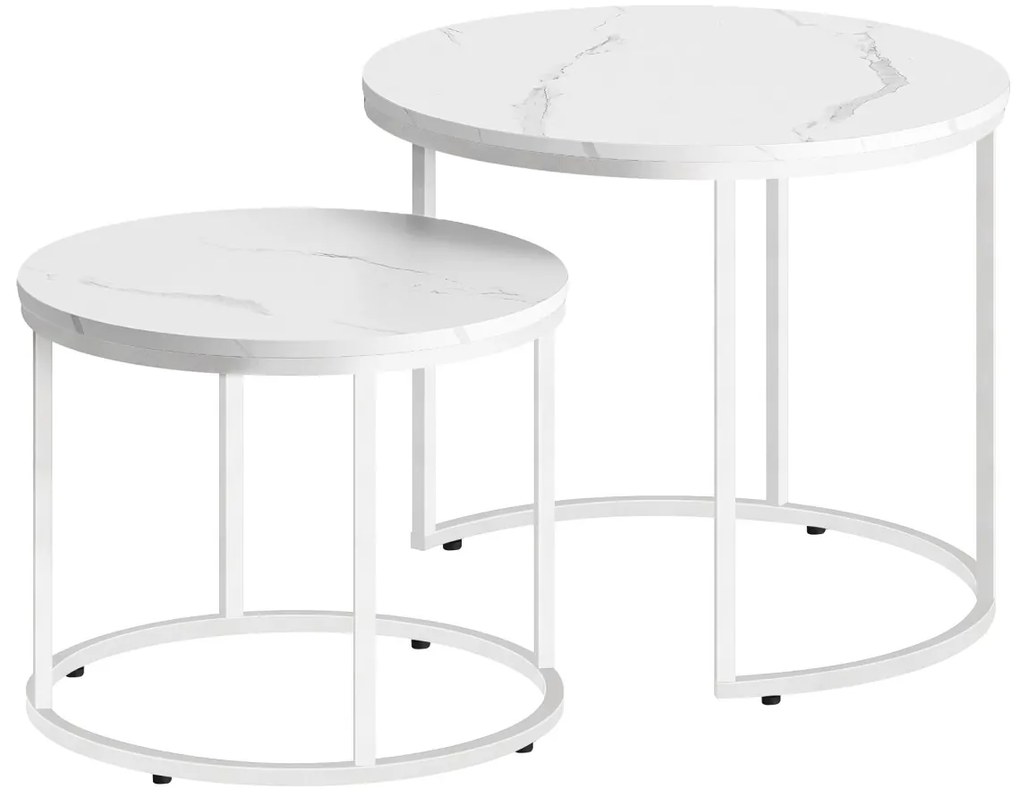 MARLON konferenciaasztal szett 2 db, fehér márvány dekorációval