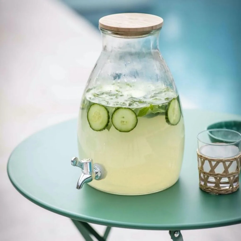 Üveges italadagoló GUSTA fa tetővel 5,5 L