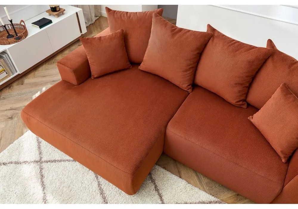 Narancssárga bársony sarokkanapé Enjoy – Bobochic Paris
