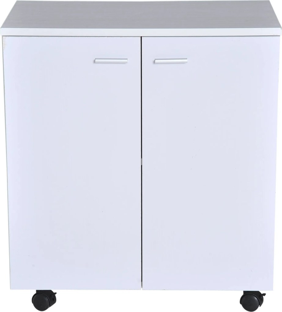 HOMCOM Mobil TV Állvány Fa Szekrény Kerekekkel és 2 Ajtós Készlet 60x35x65cm | Aosom