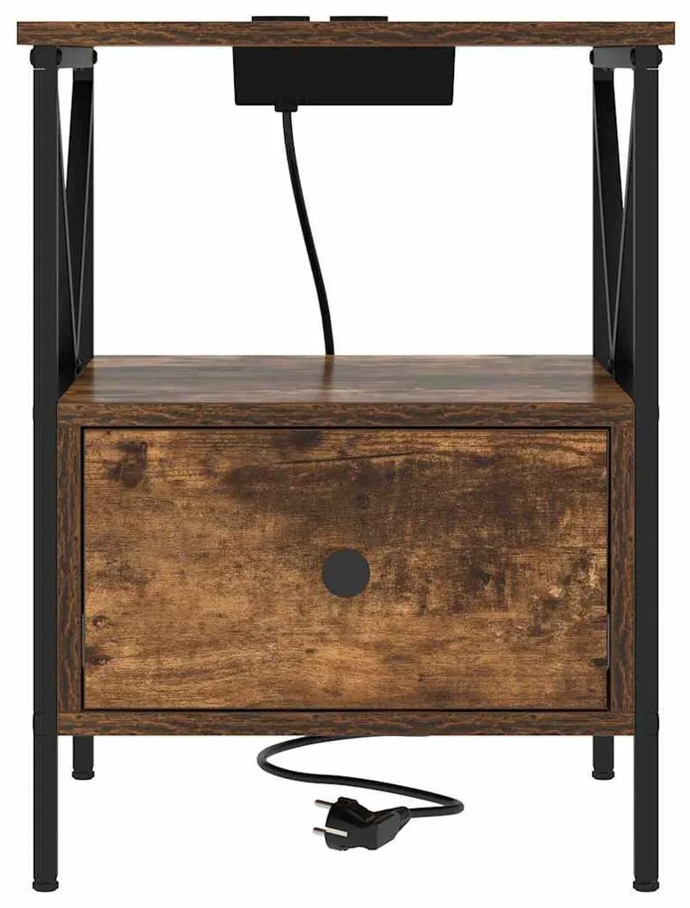 vidaXL Éjjeliszekrény 2 pcs Füstölt tölgy 41,5 x 40,5 x 55 cm Faanyag