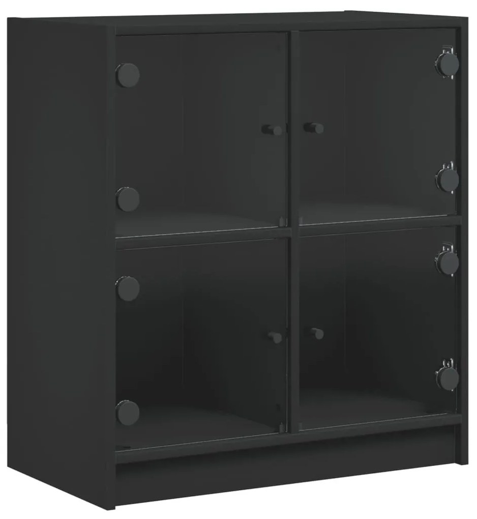 fekete kisszekrény üvegajtókkal 68 x 37 x 75,5 cm