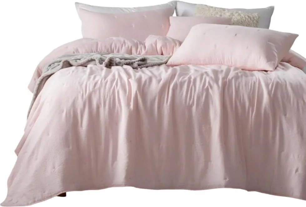 Dotta texturált dekoratív ágytakaró 140x200 púderszínű, pöttyös hímzéssel