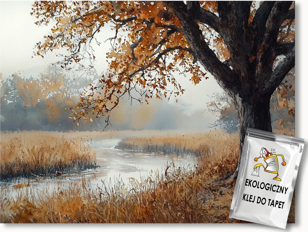 Fotótapéta Flizelina Fa Ősz Folyó Tájkép Arany Levelek 104x70,5 ragasztó