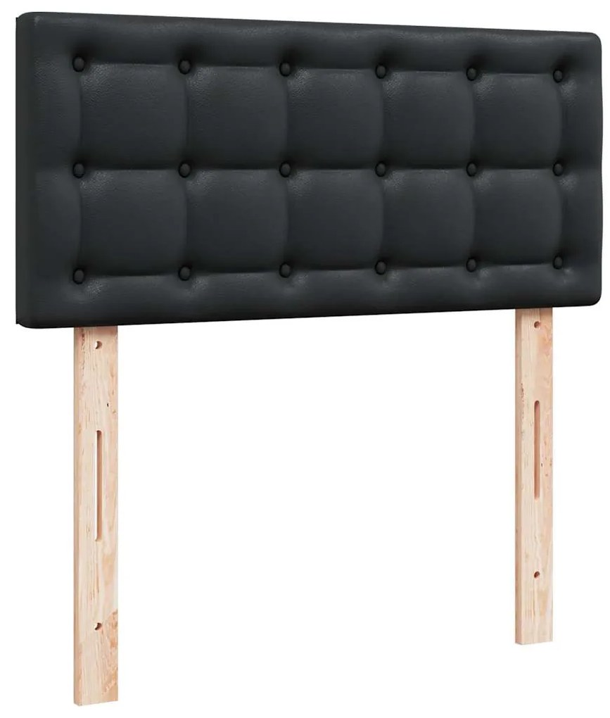 fekete műbőr ottomán ágy matraccal 100x200cm