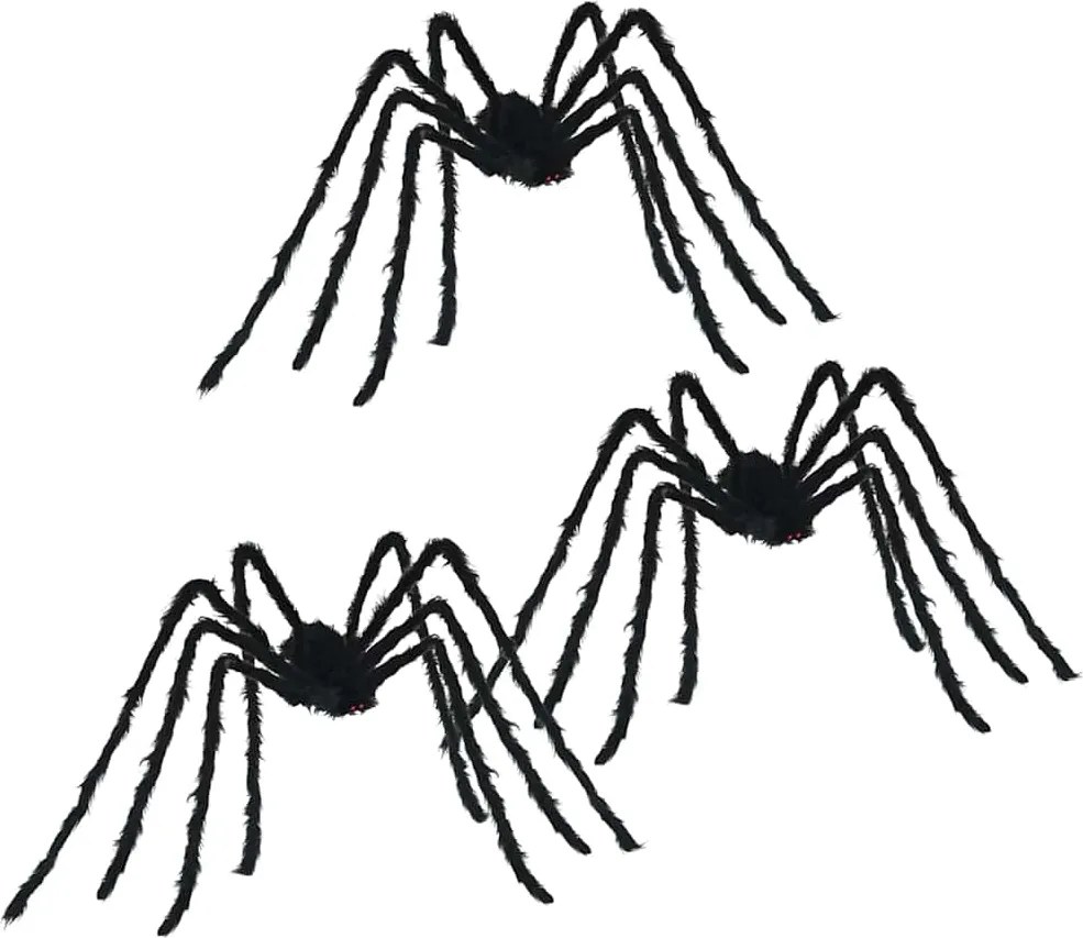 vidaXL Halloween Pók Dísz 3 pcs Fekete 200 cm Poliészter és acél