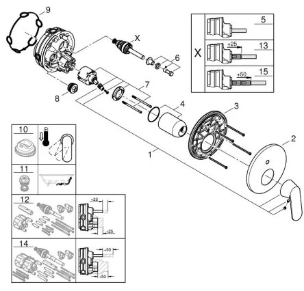 GROHE 24045000 - EUROSMART csaptelep kétirányú váltóval, fényes króm