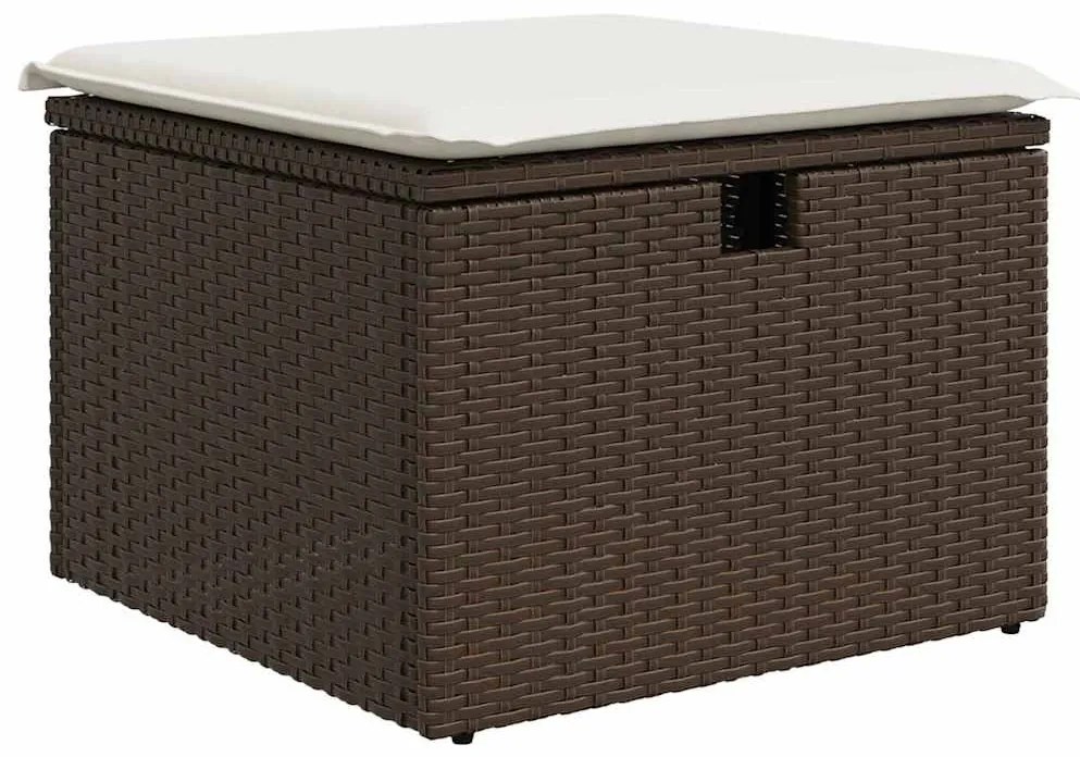 9 részes barna polyrattan kerti ülőgarnitúra párnákkal