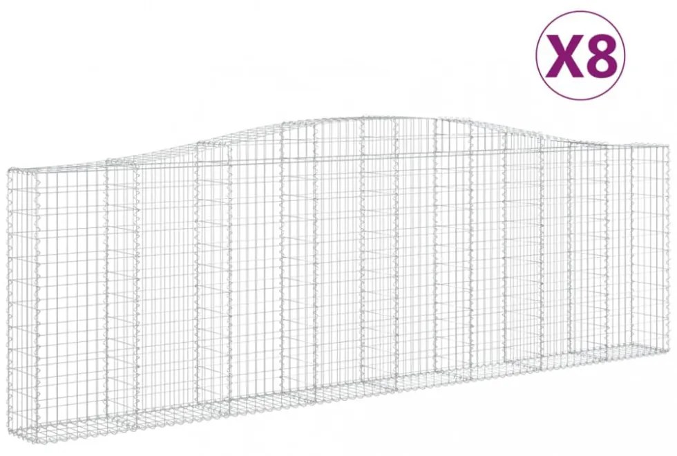 8 db íves horganyzott vas gabion kosár 400x30x120/140 cm