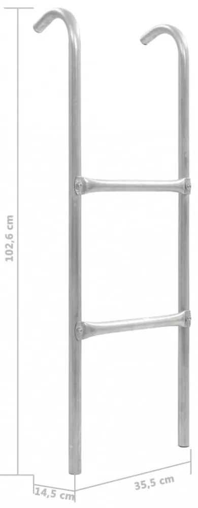 kétlépcsős ezüst acél trambulinlétra 102,6 cm