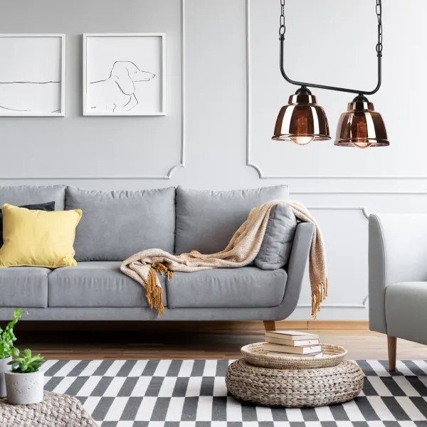 Csillár láncon MARIO 2xE27/60W/230V sárgaréz