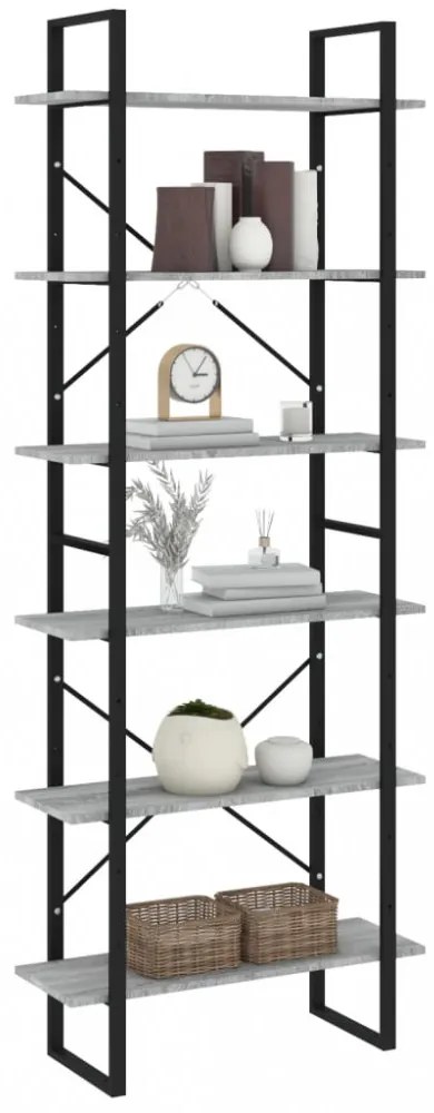 szürke sonoma színű szerelt fa magasszekrény 80 x 30 x 210 cm