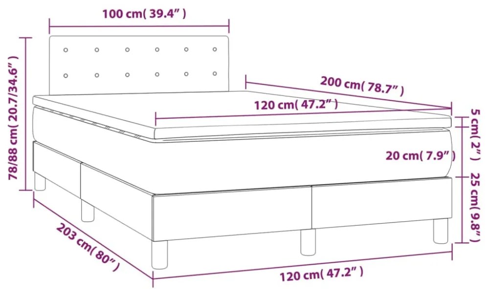 cappuccino színű műbőr rugós ágy matraccal és LED-del 120x200cm