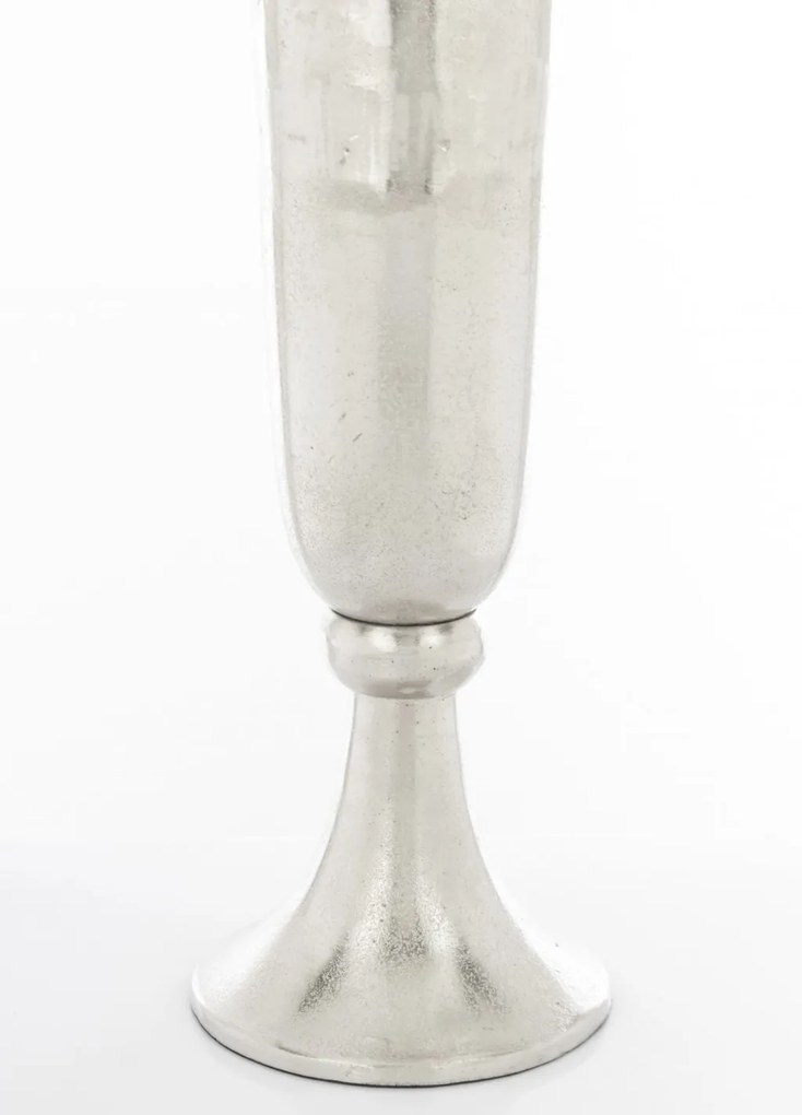 Loyd design magas ezüstszín hengeres fodros fém serleg kerek kecses talppal 73,5x16x16cm