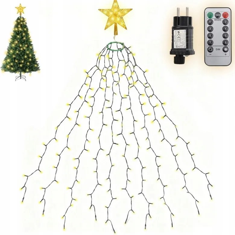 Karácsonyfa Fényfüzér Csillag Csúcsgal 1,5M 260 Led