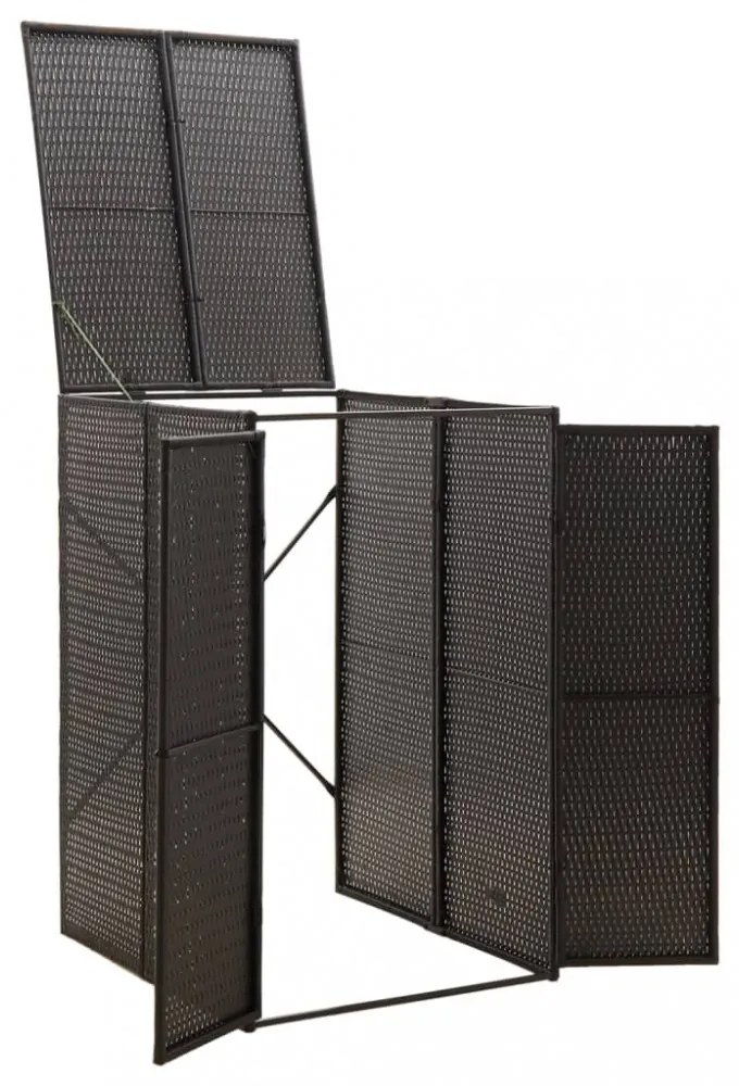 fekete polyrattan kerekes kukatároló fészer 70 x 80 x 117 cm