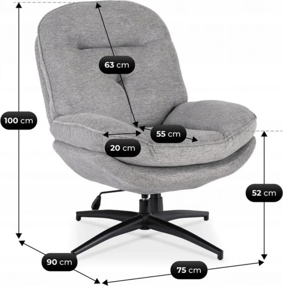 Forgó pihenőfotel szürke színben - MESA