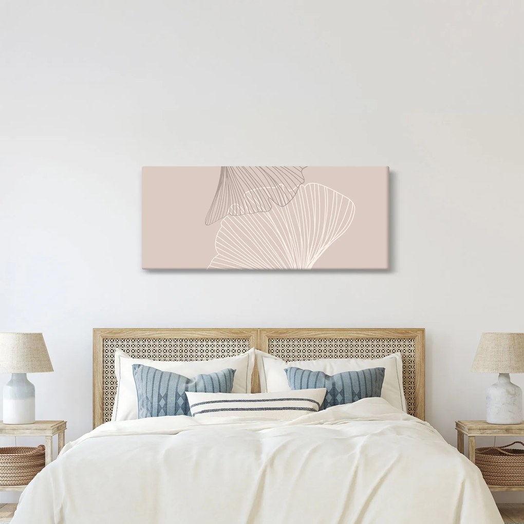 Kép - Bézs színű levelek N⁰2 (120x50 cm)