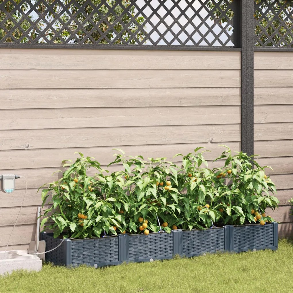 Kerti ültetők Világosszürke 160 x 40 x 22 cm Acél