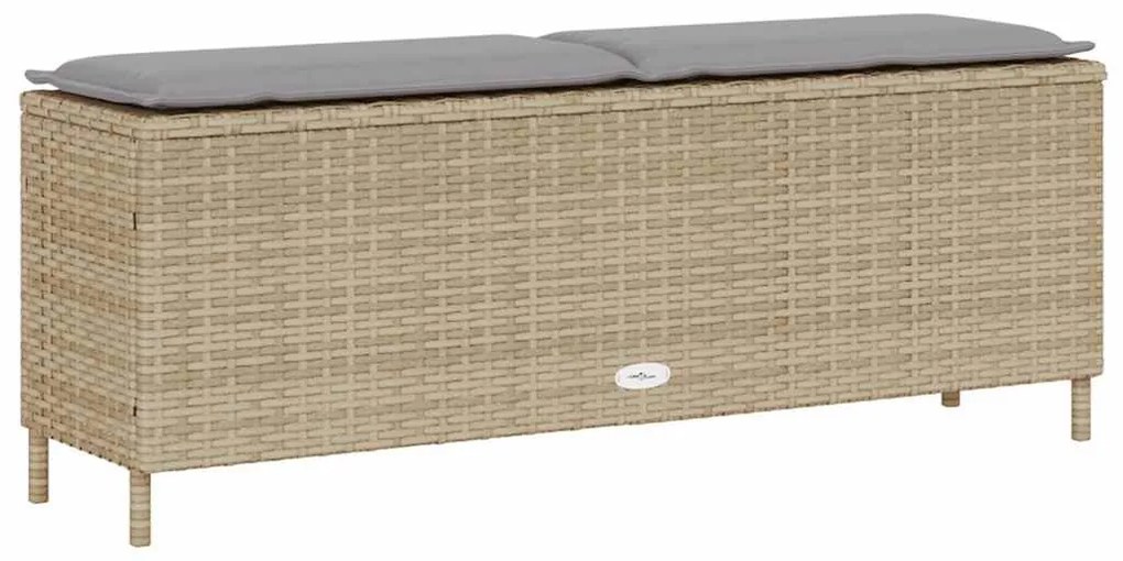 bézs polyrattan kerti pad párnával 110x30x40,5 cm