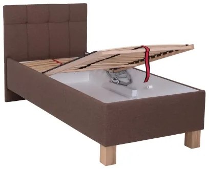 MARIA ONE kárpitozott ágy tárolóval, matrac nélkül 90x200 cm barna