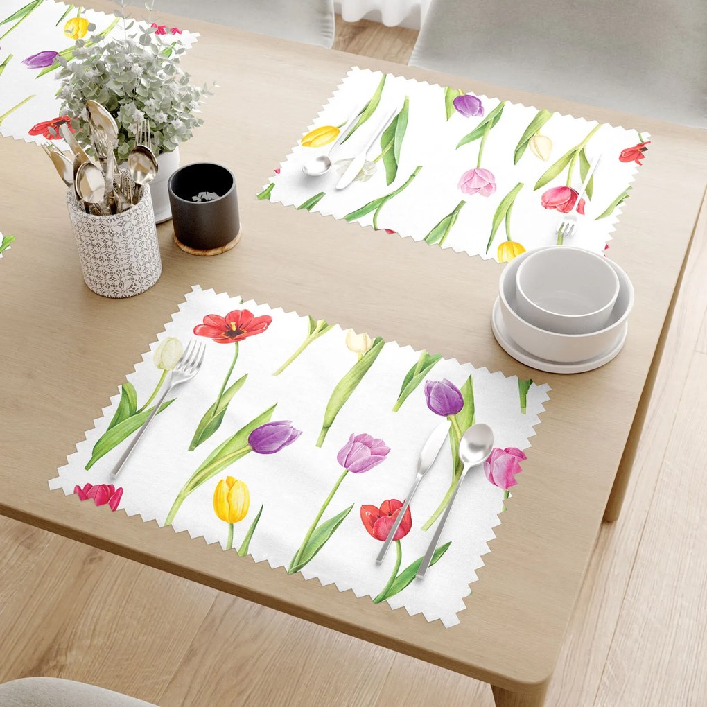 Goldea viaszosvászon reggeliző alátét - színes tulipánok - 2db 30 x 40 cm
