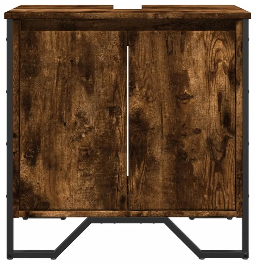 füstös tölgy szerelt fa fürdőszobai mosdószekrény 60x35x60 cm