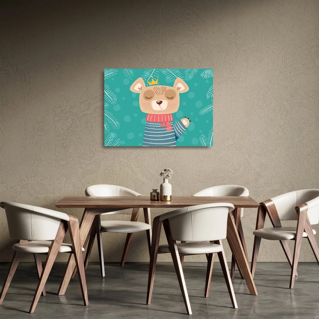 Kép - Integető mackó (üvegen) (70x50 cm)