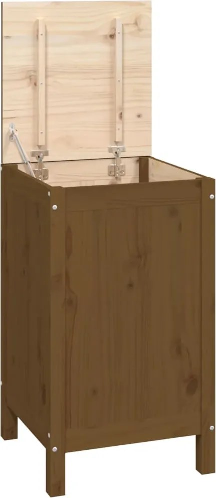 vidaXL mézbarna tömör fenyőfa szennyestartó láda 44 x 44 x 76 cm