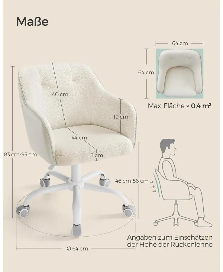 SONGMICS irodai forgószék, állítható magasságú íróasztalszék, cappuccino bézs színben