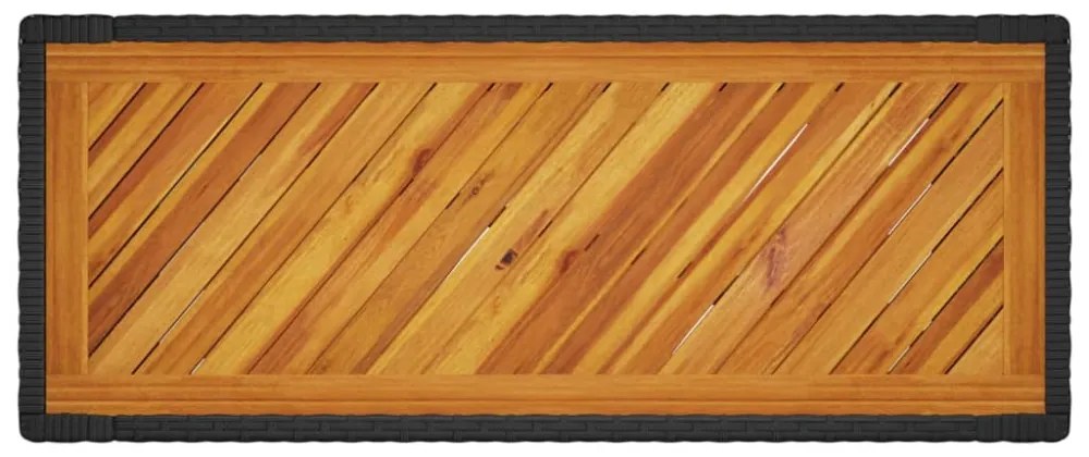 fekete polyrattan falapos kerti asztal 100x40x75 cm
