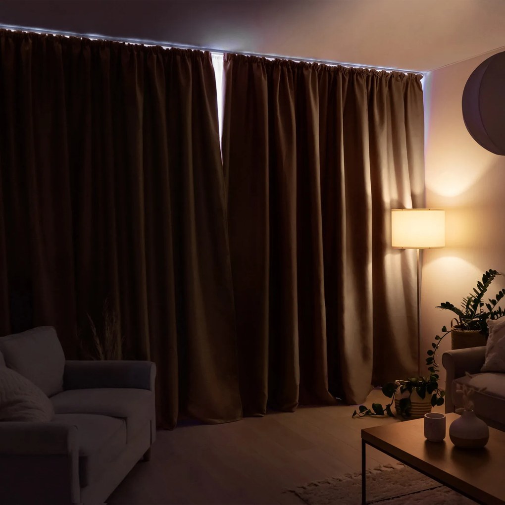 Goldea sötétítő függöny blackout szatén fényű - aranybézs 270x200 cm