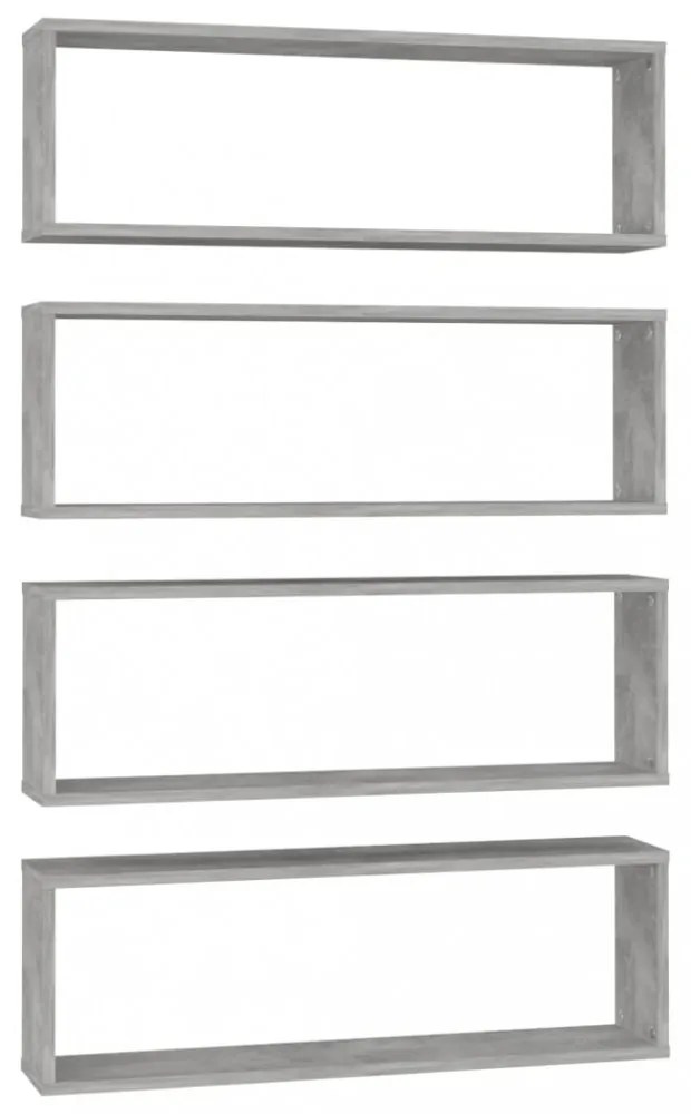 4 db betonszürke szerelt fa fali kockapolc 80 x 15 x 26,5 cm