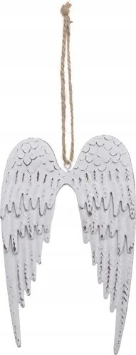 Szárnyas medál fém fehér 14 cm – karácsonyi dekoráció