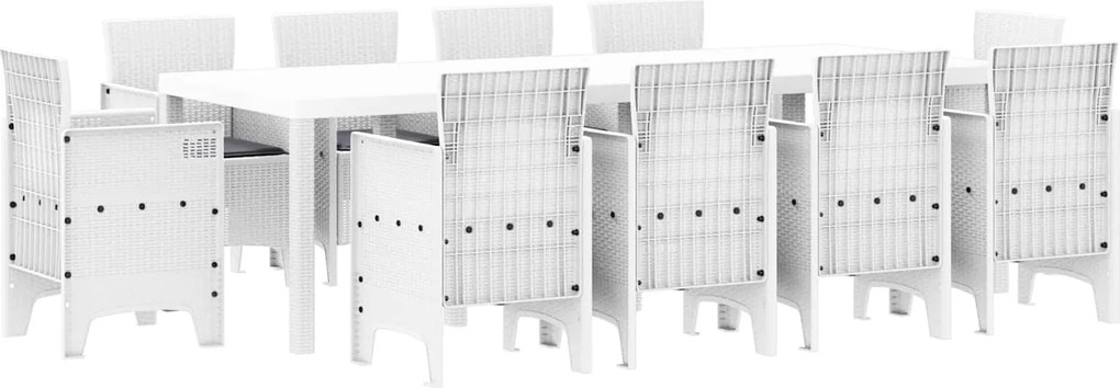 vidaXL Kert étkező szett 11 pcs Fehér Polipropilén