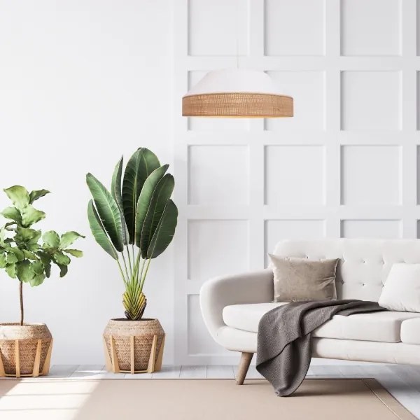 Csillár zsinóron MANISO 1xE27/60W/230V átm. 45 cm fehér/bézs