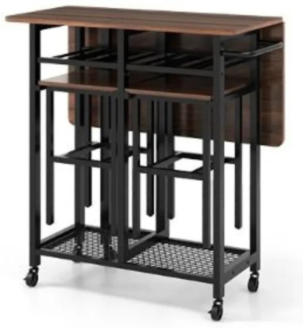 3 részes étkezőasztal szett bortartóval