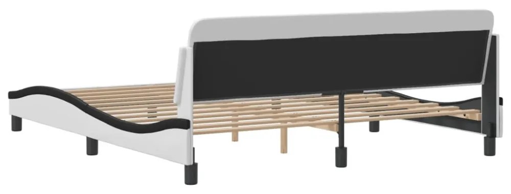 fehér és fekete műbőr ágykeret Dover 180x200 cm