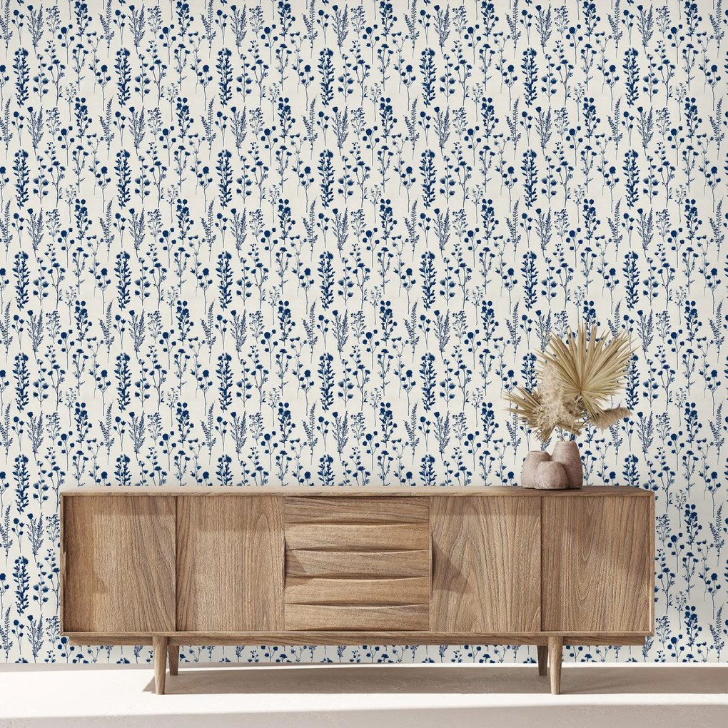 Fotótapéta - Kék mintás virágok (147x102 cm)