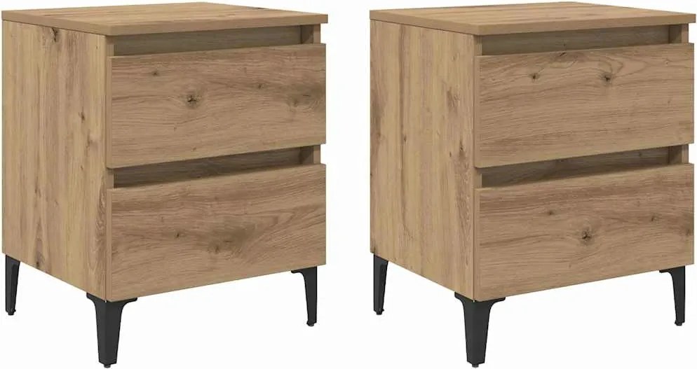 vidaXL Éjjeliszekrény 2 pcs kézműves tölgy 40 x 35 x 50 cm Faanyag