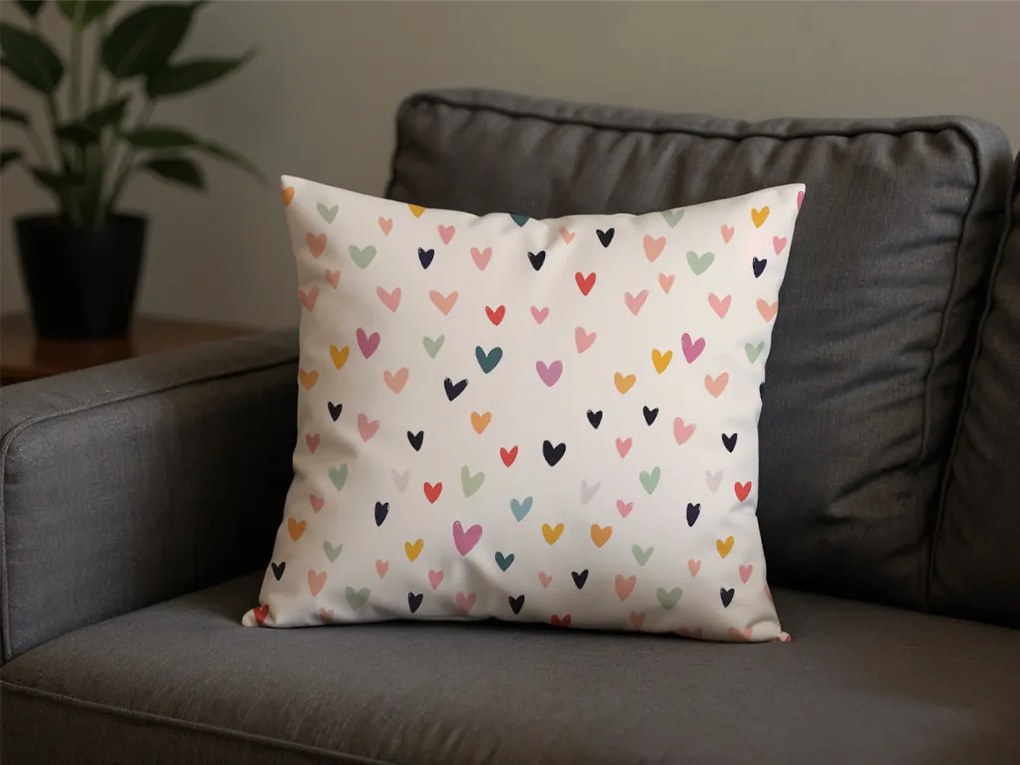Pamut párnahuzat DOTHEARTS POLY 45x45 cm, krémszínű