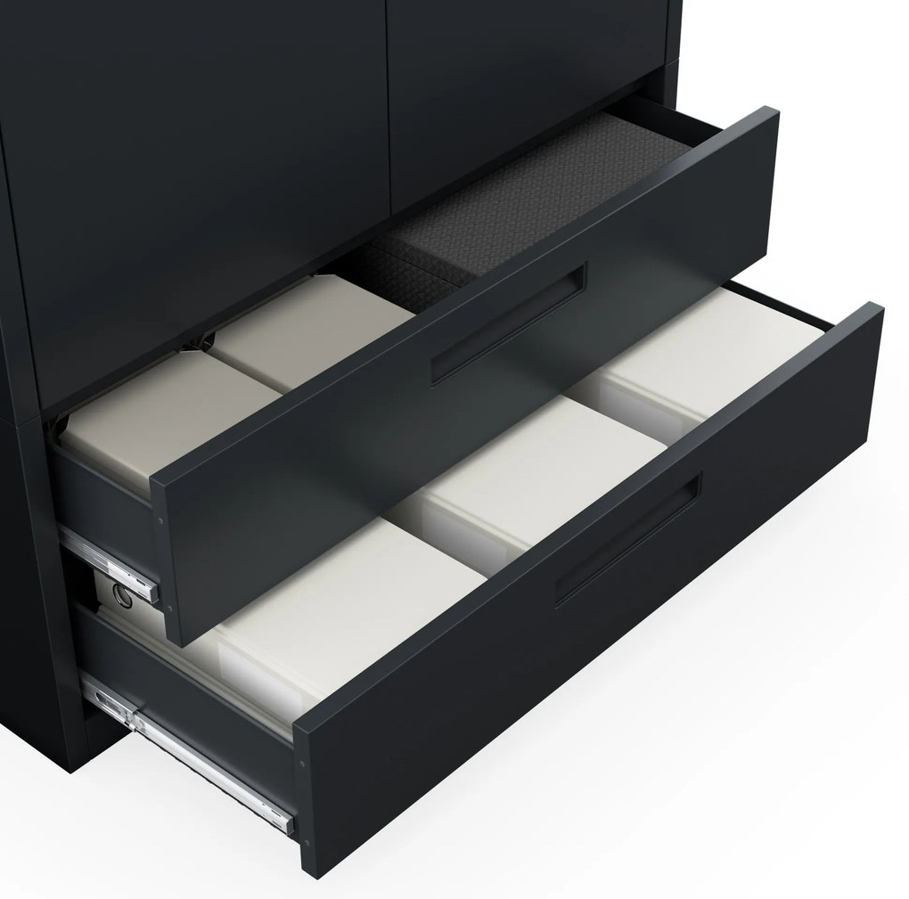 MEGAN fém szekrény – antracit, dupla fiók, 195 cm