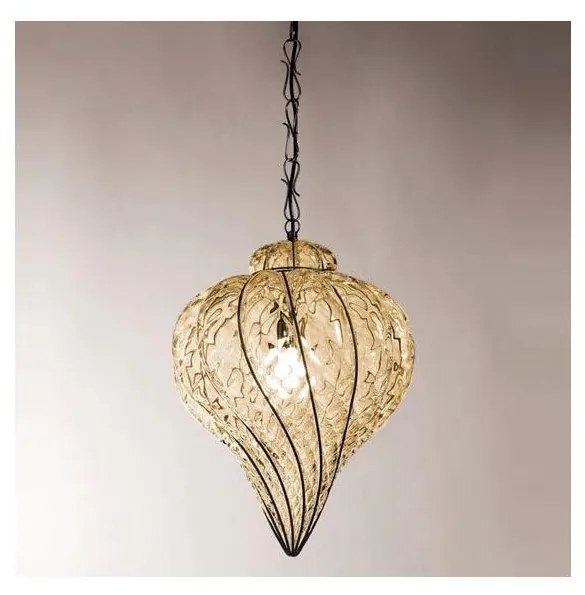 SIRU - Csillár láncon GOCCIA 1xE27/60W/230V pr.25 cm bézs/barna Velencei üveg