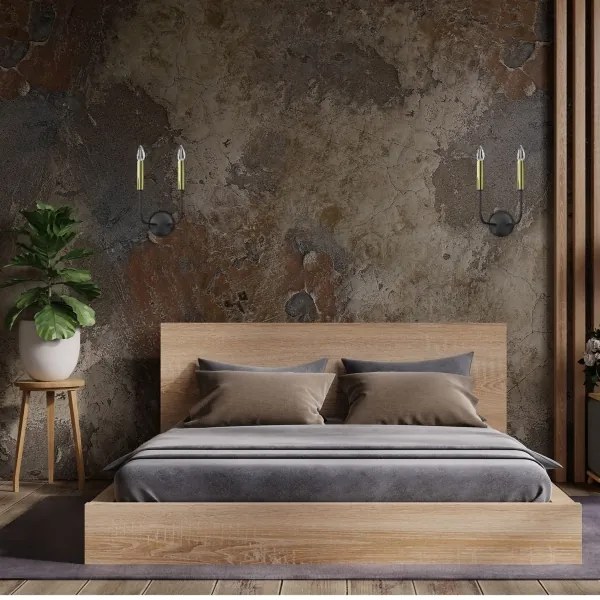 Fali lámpa AKASYA 2xE14/15W/230V fekete/arany