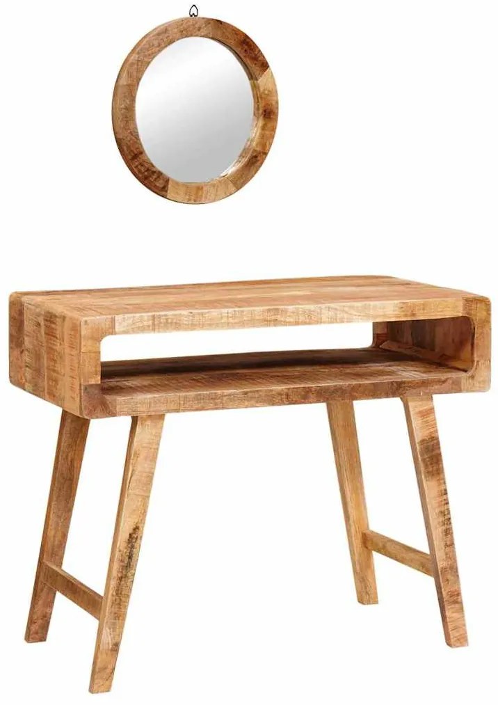 Öltözködőasztal polcokkal Barna 90 x 76 x 45 cm tömör mangófa