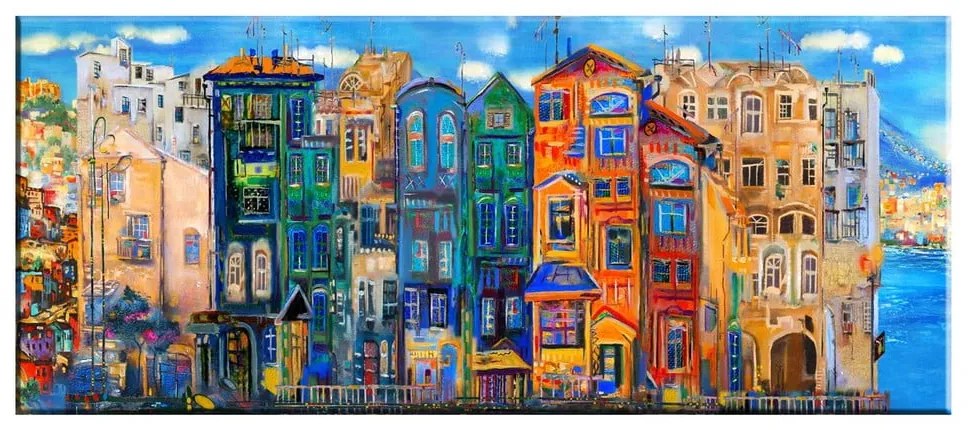 Colorful Houses kép, 140 x 60 cm - Tablo Center