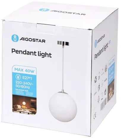 Aigostar - Függőlámpa kábelen, 1xE27/40W/230V, átm. 20 cm