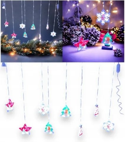 Fényfüggöny Led fényfüzér 95LED Mix 4 figura hideg fehér