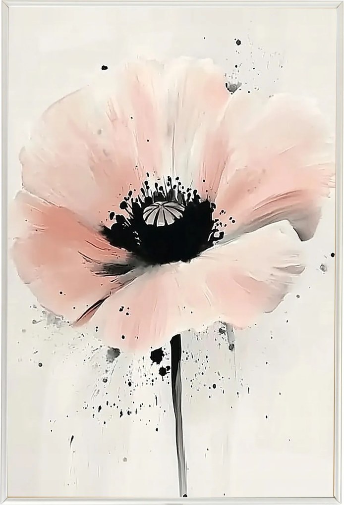 Poszter Keret Alumínium Akvarell Természet Virág Pasztell Mák Modern Art 40x60