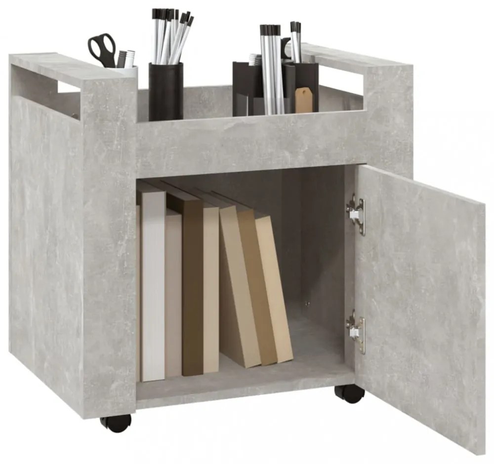 betonszürke szerelt fa asztal-kocsi 60 x 45 x 60 cm